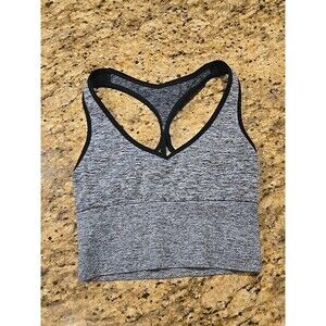 Victoria's Secret PINK Racerback Sports Bra Pull On Gray & Black Women's XS